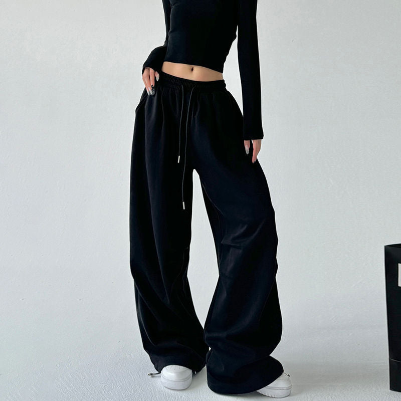Damen weite Jogginghose mit extra weitem Bein und Kordelzugbund aus French Terry – Avélisse