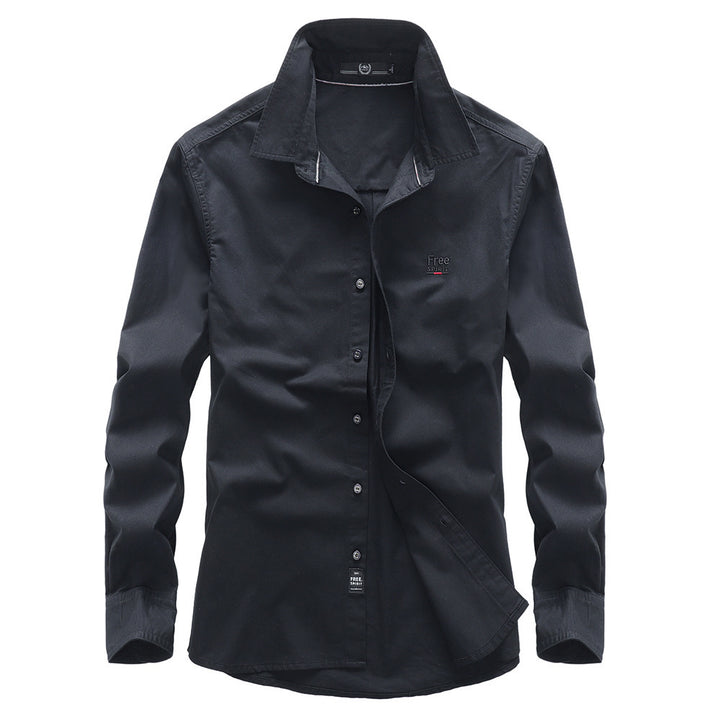 Herren Casual-Hemd aus Baumwollmix mit Kentkragen und dezentem Logo – Arvello