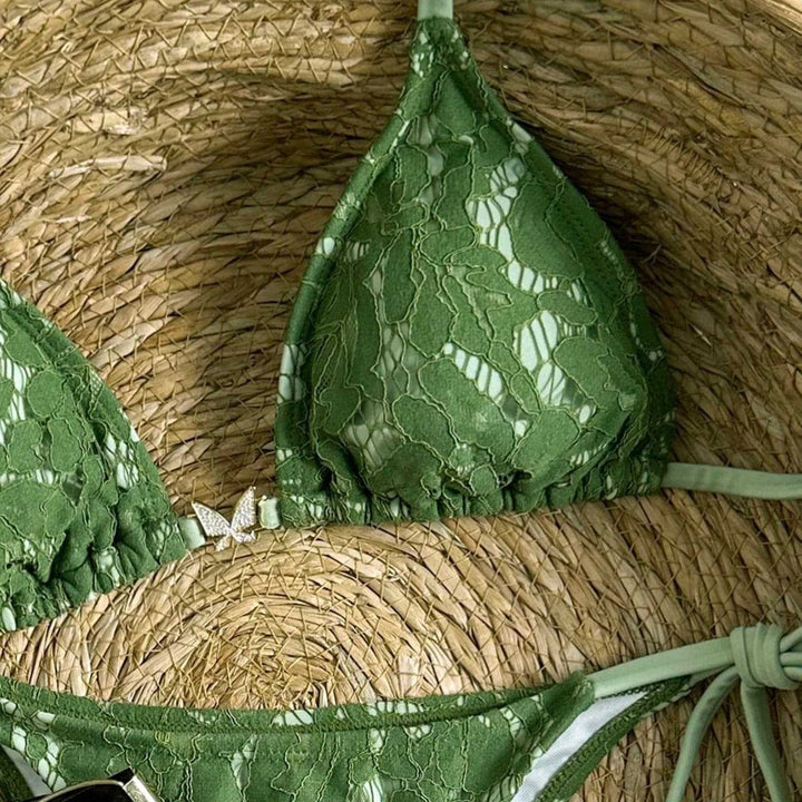 Damen Triangel-Bikini mit Spitze und verstellbaren Trägern Echo Archiv