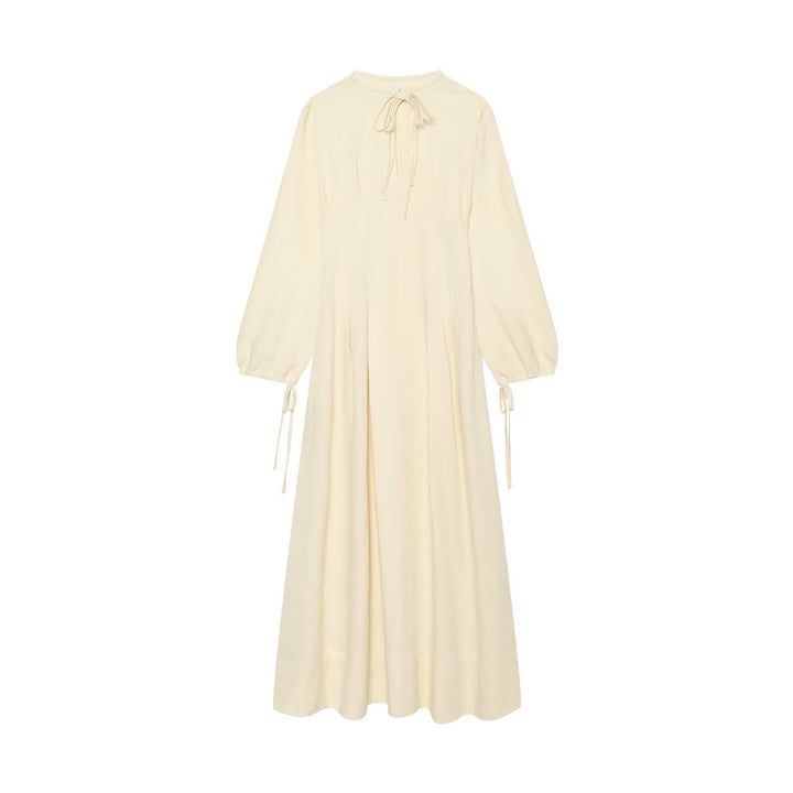Damen Maxikleid mit Stehkragen, Bindeschal und Ballonärmeln Echo Archiv