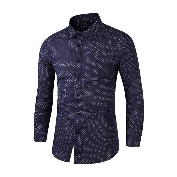 Herren Slim-Fit Hemd mit feinem Pünktchenmuster und Kentkragen Echo Archiv
