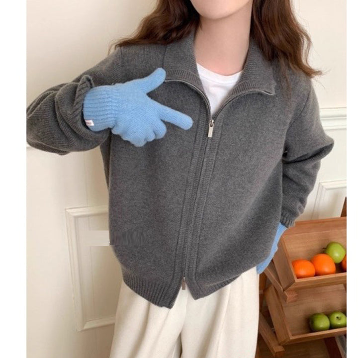 Damen Modische Strickjacke mit leichtem Reißverschluss Echo Archiv