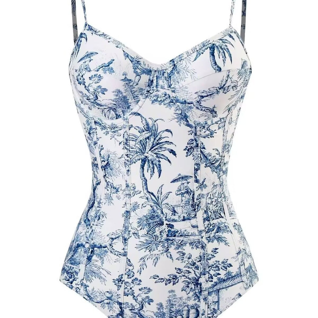 Damen Zweiteiliges Badeanzug-Set mit elegantem Wickelrock und floralem Druck Echo Archiv