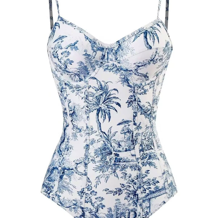 Damen Zweiteiliges Badeanzug-Set mit elegantem Wickelrock und floralem Druck Echo Archiv