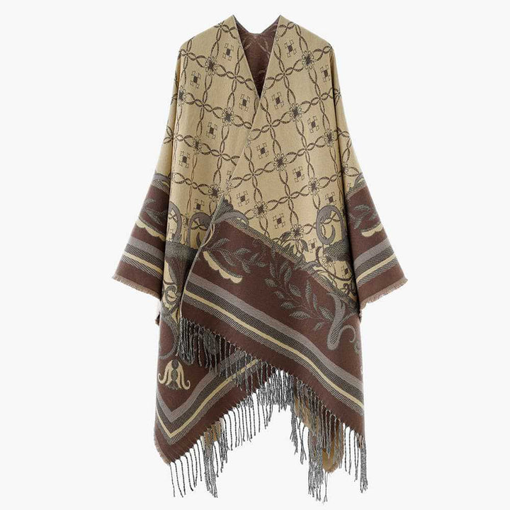 Damen Jacquard‑Überwurf im Wandteppich‑Jacquard mit Fransensaum – Avérine