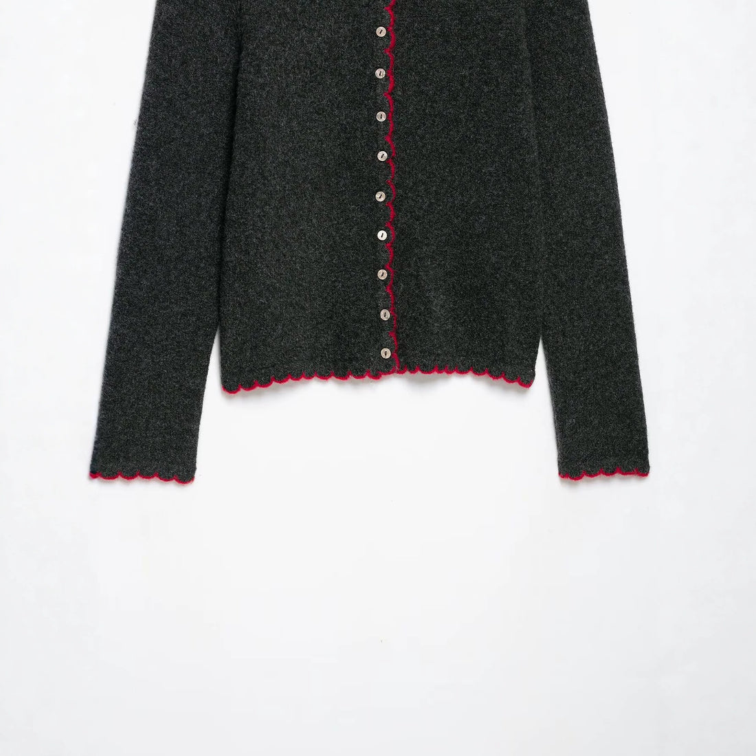 Damen Feinstrick-Cardigan mit Muschelkante und Perlmuttknöpfen Echoarchiv