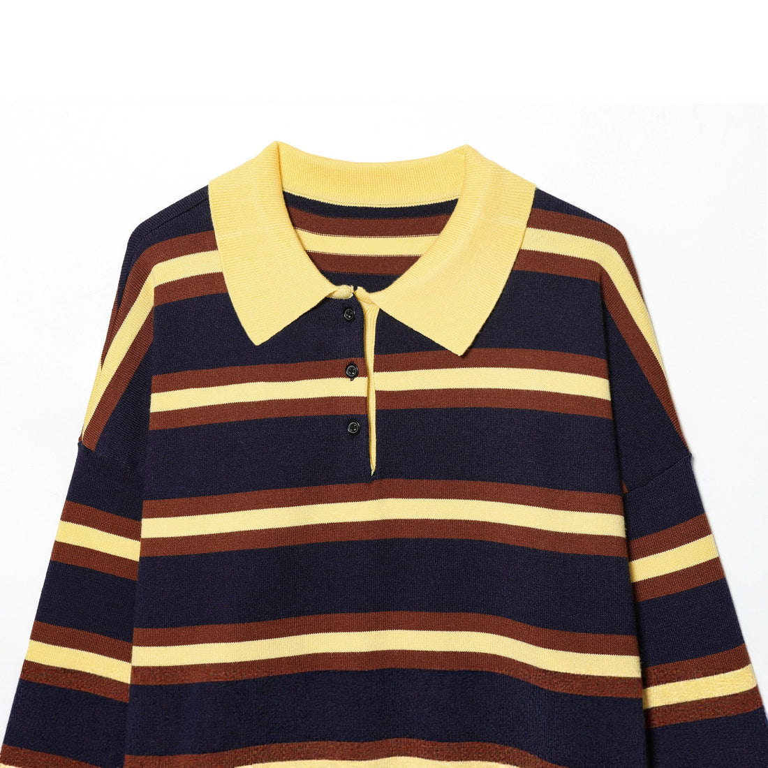 Damen gestreifter Polo-Strickpullover mit breitem Rippenbund – Mavelle