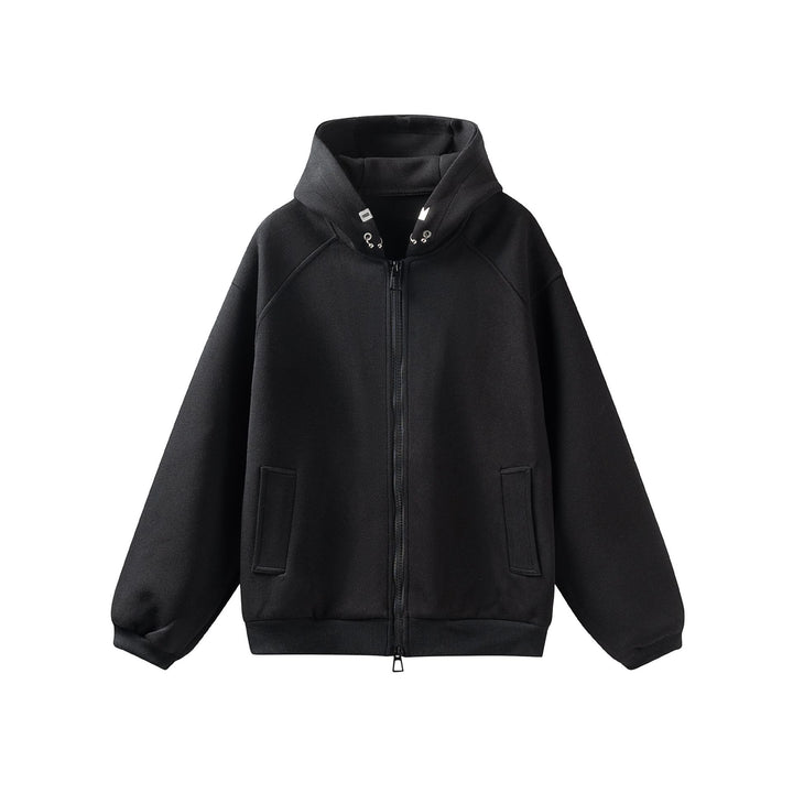 Unisex Oversize Kapuzenjacke mit hohem Kragen, Zweiwege‑Reißverschluss und eingearbeiteten Eingriffstaschen Echoarchiv