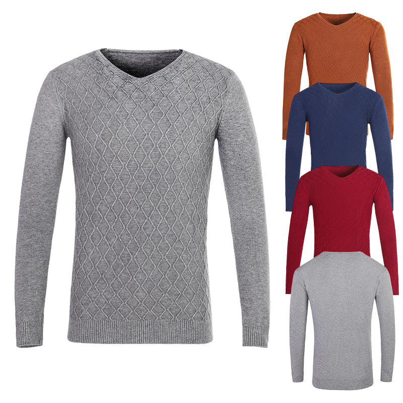 Herren V-Ausschnitt Pullover mit Strukturmuster Echoarchiv