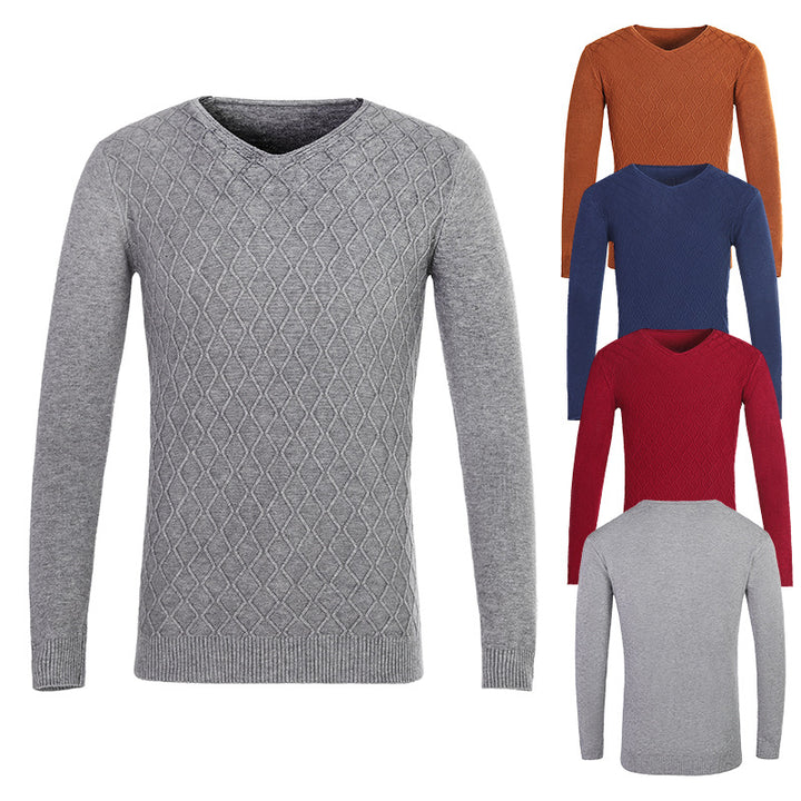 Herren V-Ausschnitt Pullover mit Strukturmuster Echoarchiv