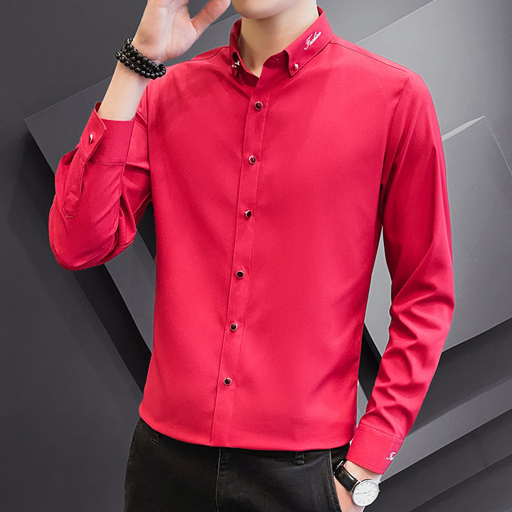 Herren elegantes langärmliges Slim-Fit-Hemd Echoarchiv