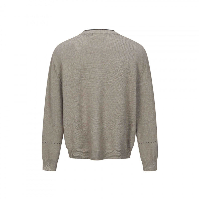 Unisex Boxy Strick-Cardigan mit Rundhals, durchgehender Knopfleiste und gerippten Abschlüssen Echo Archiv