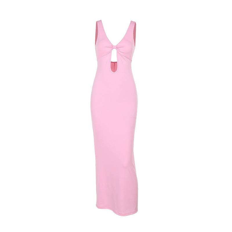 Damen figurbetontes Maxikleid mit tiefem V-Ausschnitt und Cut-Out Echo Archiv