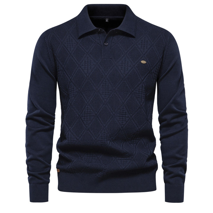 Herren Polo-Pullover mit strukturiertem Diamantmuster und klassischem Kragen Echoarchiv