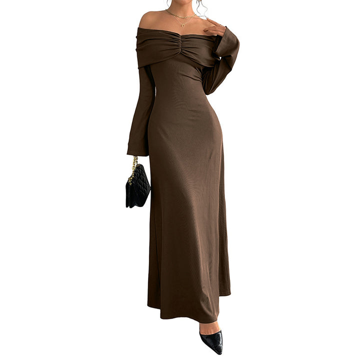 Damen Elegantes Off-Shoulder Maxikleid Echo Archiv