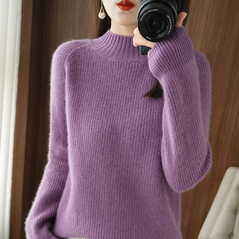 Damen Kurz-Stehkragenpullover aus feinem Feinstrick mit kaschmirähnlicher Weichheit und Raglanärmeln Echoarchiv