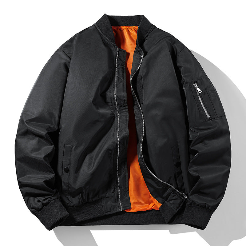 Herren Moderne Nylon-Bomberjacke im Aviatorstil mit kontrastierendem Innenfutter und Ärmel-Zipfach Echo Archiv
