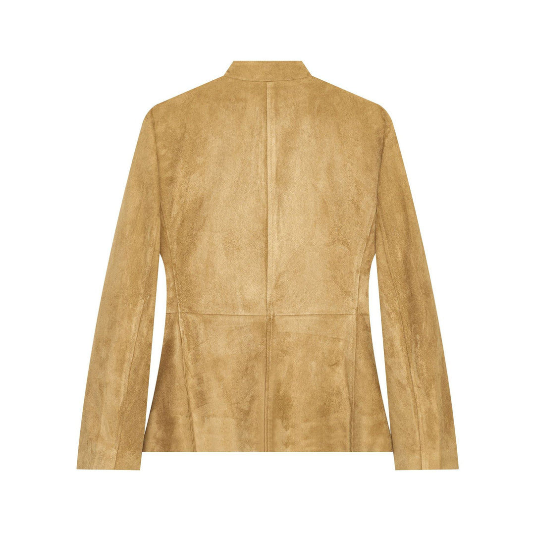 Damen Military-inspirierte Jacke aus Veloursoptik mit Stehkragen und Pattentaschen Echo Archiv