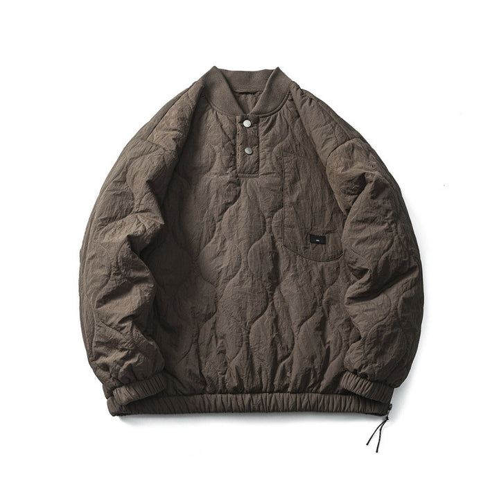 Unisex Wattierter Oversize-Anorak-Pullover mit halber Druckknopfleiste, Raglanärmeln und Tunnelzugsaum Echo Archiv