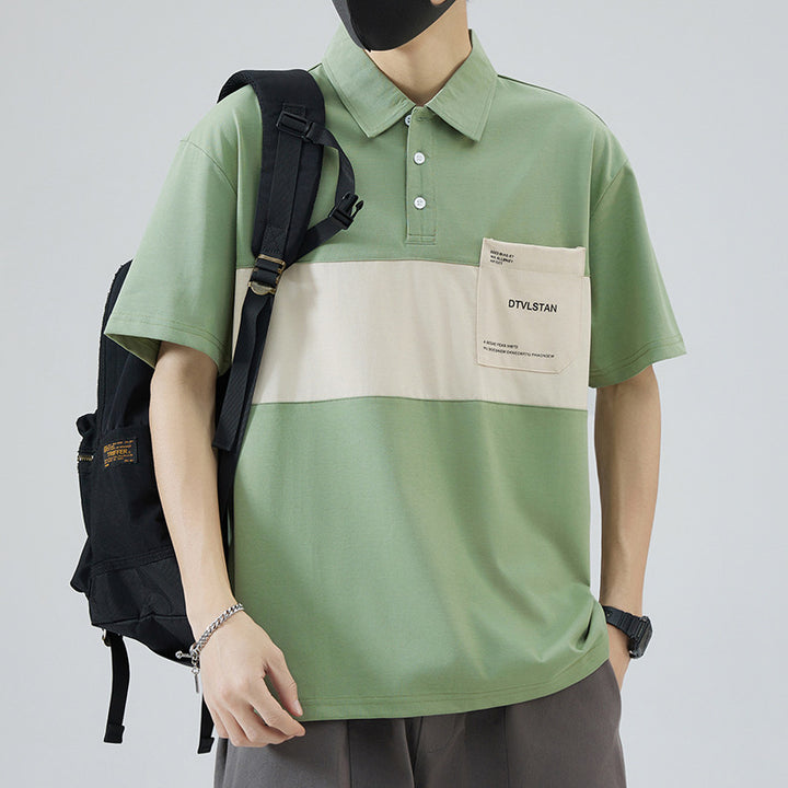 Herren Poloshirt mit modernem Farbblockdesign und praktischer Brusttasche Echoarchiv