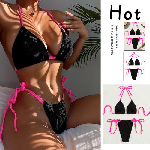 Damen Triangel-Bikini mit trendigem Rüschendesign und verstellbaren Schnürdetails Echo Archiv