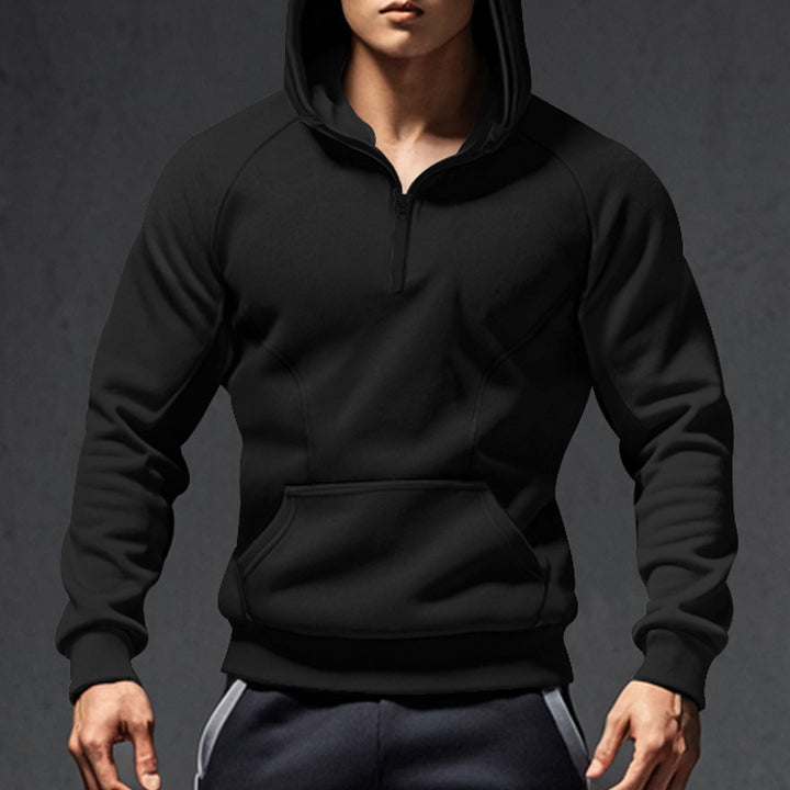 Herren sportlicher Kapuzenpullover mit halbem Reißverschluss und Kängurutasche Echoarchiv
