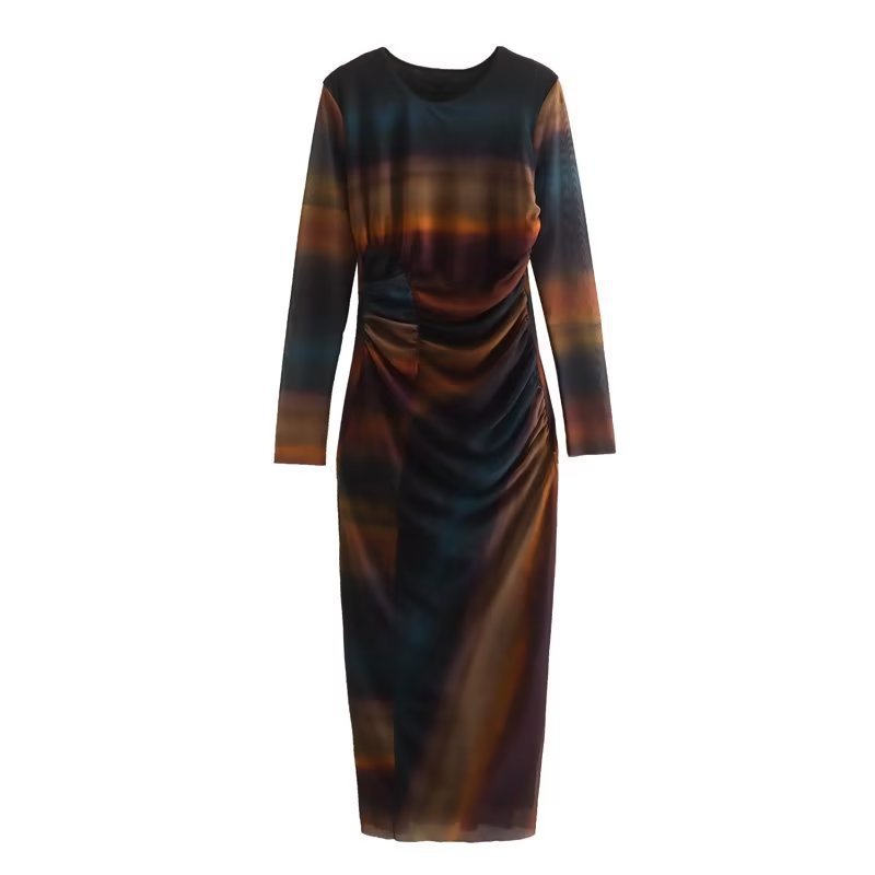 Damen Figurbetontes Midikleid mit seitlicher Drappierung und Rundhalsausschnitt Echo Archiv
