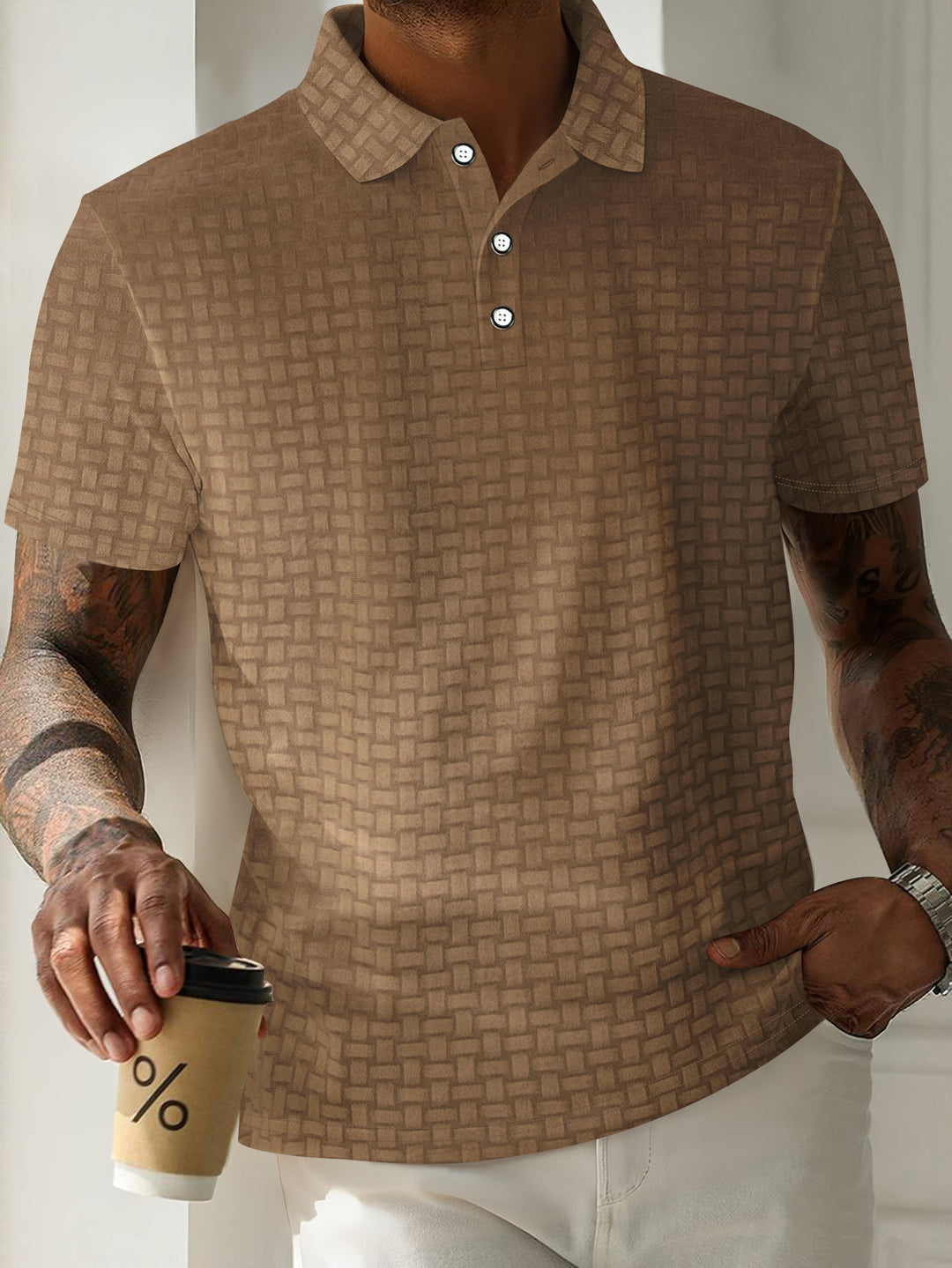 Herren stilvolles Poloshirt mit modernen strukturierten Details Echoarchiv
