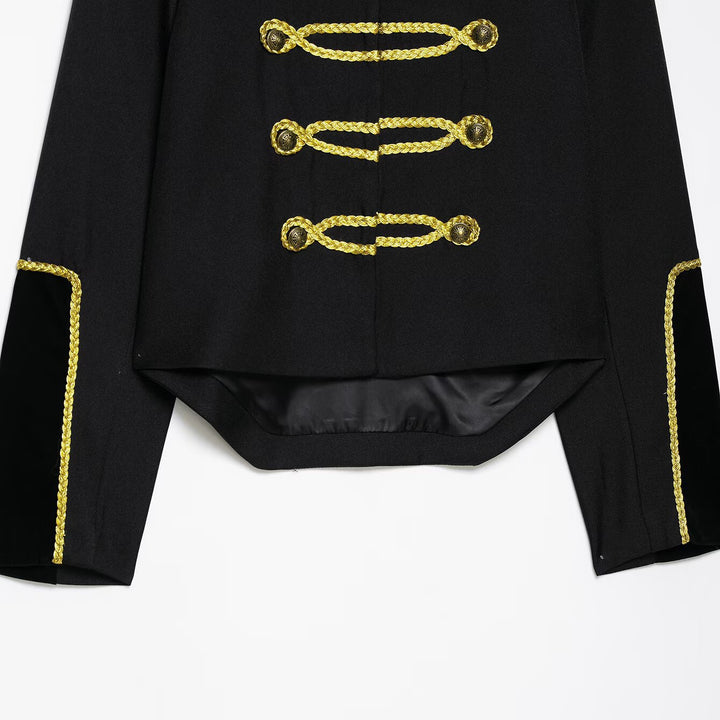 Damen Kurzblazer im Militärstil mit goldener Kordverzierung und Schwalbenschwanz Echo Archiv