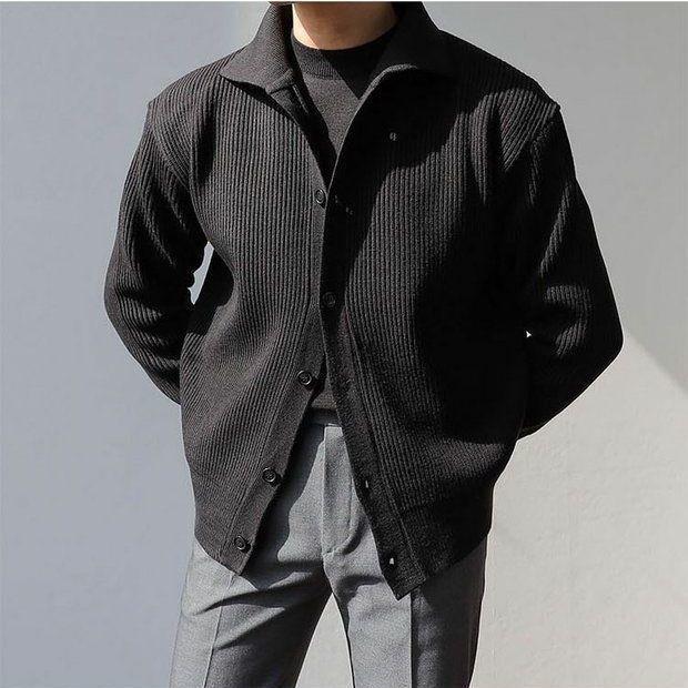 Herren Strukturierte Button-Down-Jacke Echoarchiv
