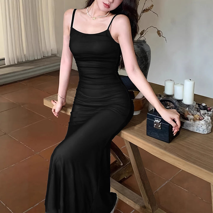 Damen langes Wickelkleid mit eleganter Silhouette und spaghettiträgen Echo Archiv