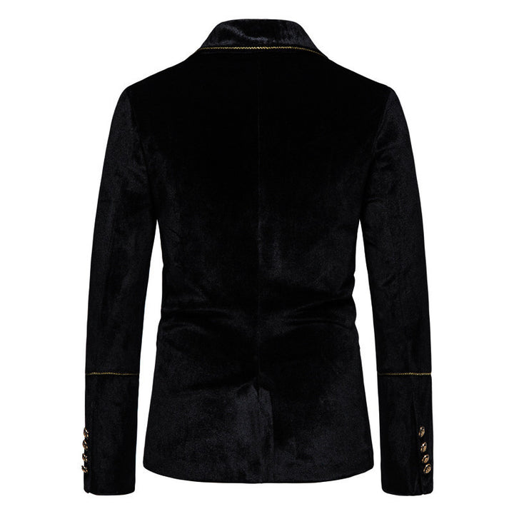 Herren elegantes Samtanzugset mit glänzendem Finish und modernem Schnitt Echoarchiv