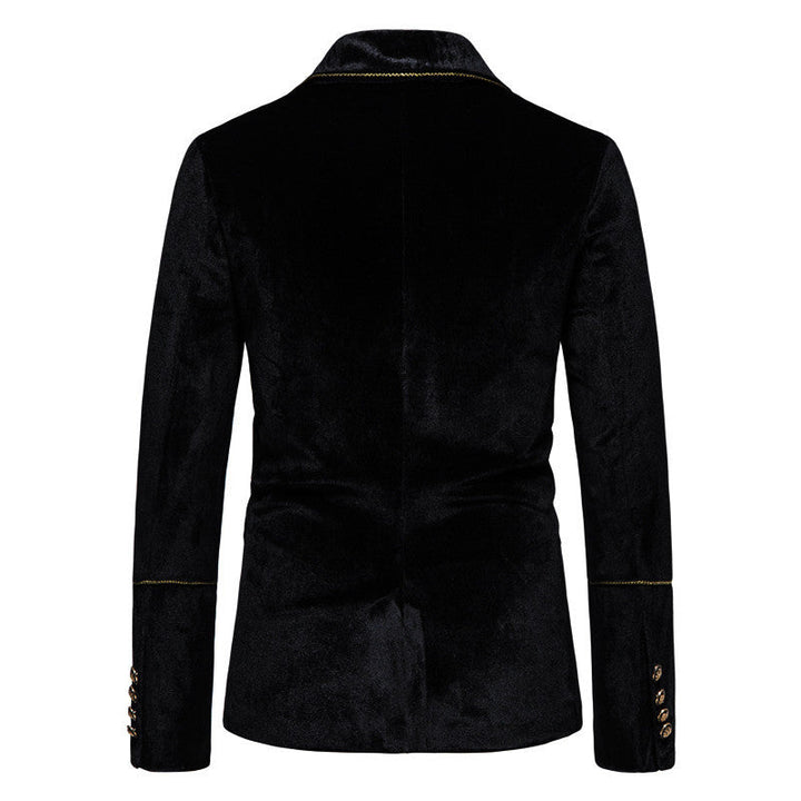 Herren elegantes Samtanzugset mit glänzendem Finish und modernem Schnitt Echoarchiv