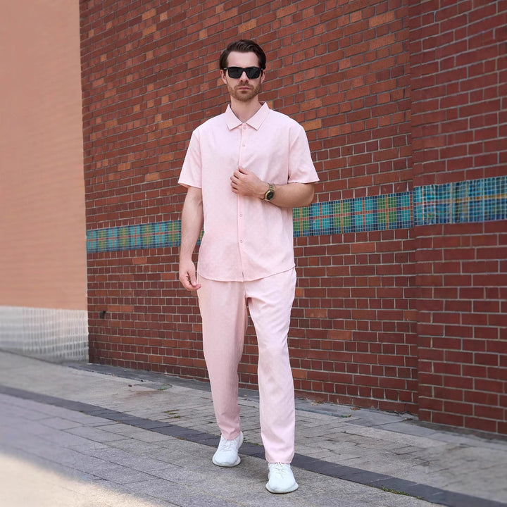 Herren stilvolles Kurzarm-Hemd und Hose Set Echoarchiv