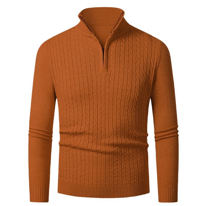 Herren Strickpullover mit modischem Zopfmuster und hochgeschlossenem Kragen Echoarchiv