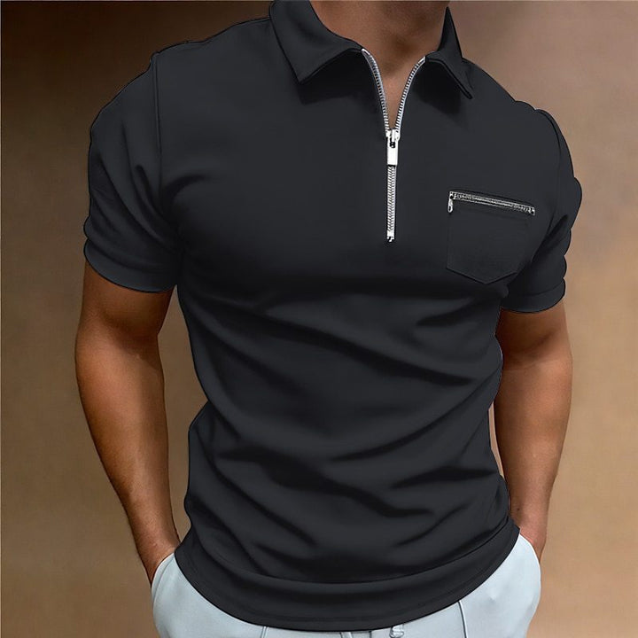 Herren Poloshirt mit modischem Reißverschluss und praktischer Brusttasche Echoarchiv