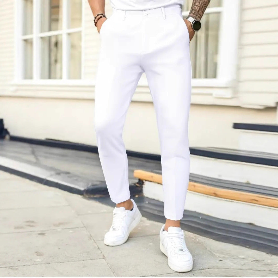 Herren Elegante Baumwoll-Hose mit schmalem Schnitt Echoarchiv