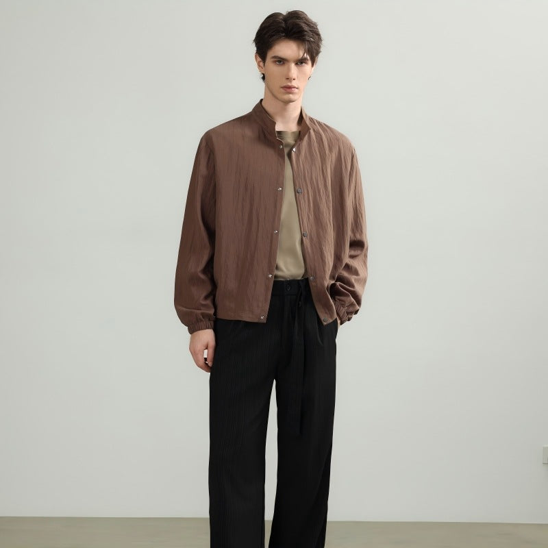 Herren Oversize-Hemd mit Stehkragen, Druckknopfverschluss und elastischen Bündchen Echo Archiv