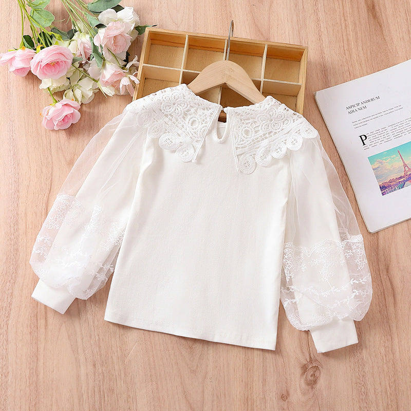 Mädchen elegante Bluse mit transparenten Puffärmeln Echo Archiv