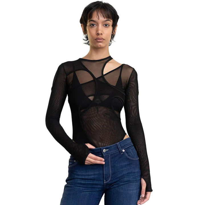 Damen Body mit asymmetrischem Schnitt und langem Arm Echo Archiv