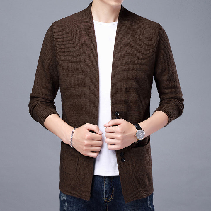 Herren Strickjacke mit lässigem Schalkragen und aufgesetzten Taschen Echoarchiv