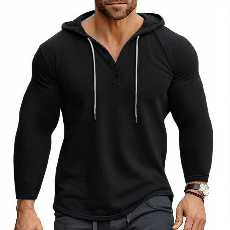 Herren Hoodie mit knöpfbarem Kragen und Kordelzug Echoarchiv