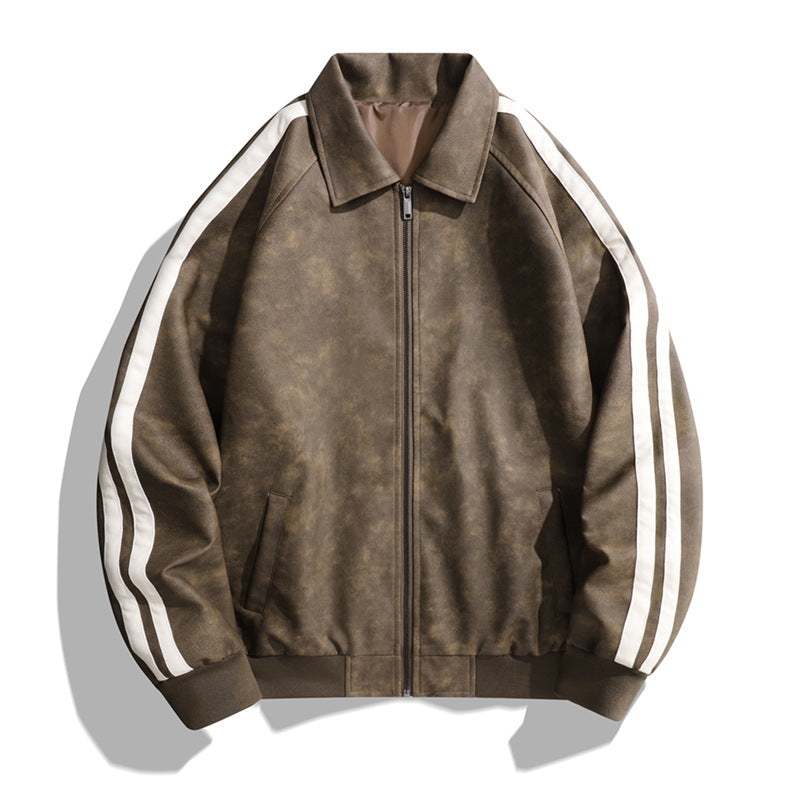 Herren lässige Retro-Bomberjacke mit Raffinierten Streifen Echoarchiv