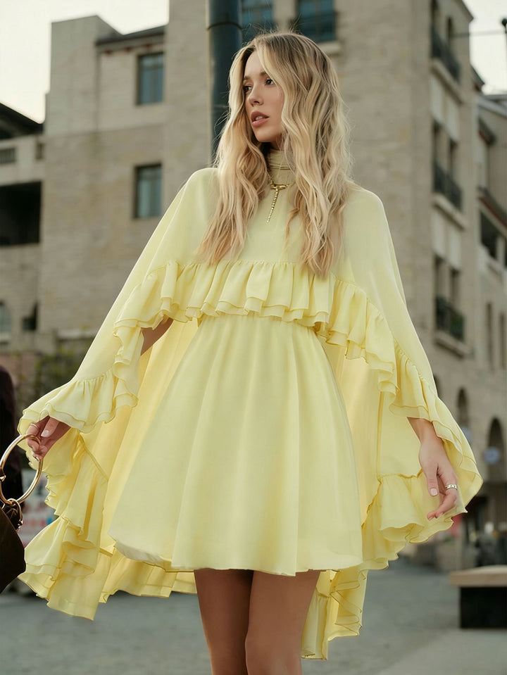 Damen romantisches Chiffonkleid mit Volants und weitem Saum Echo Archiv