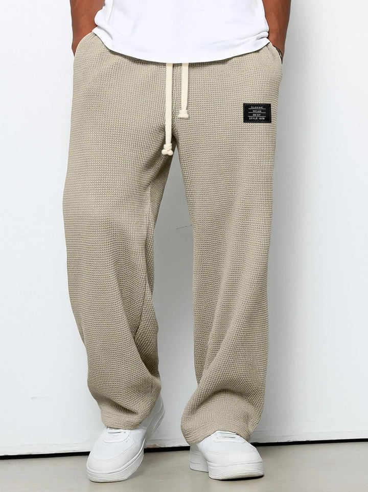 Herren nan lässige Waffelstrick Loungehose mit Kordelzug und geradem Schnitt Echo Archiv