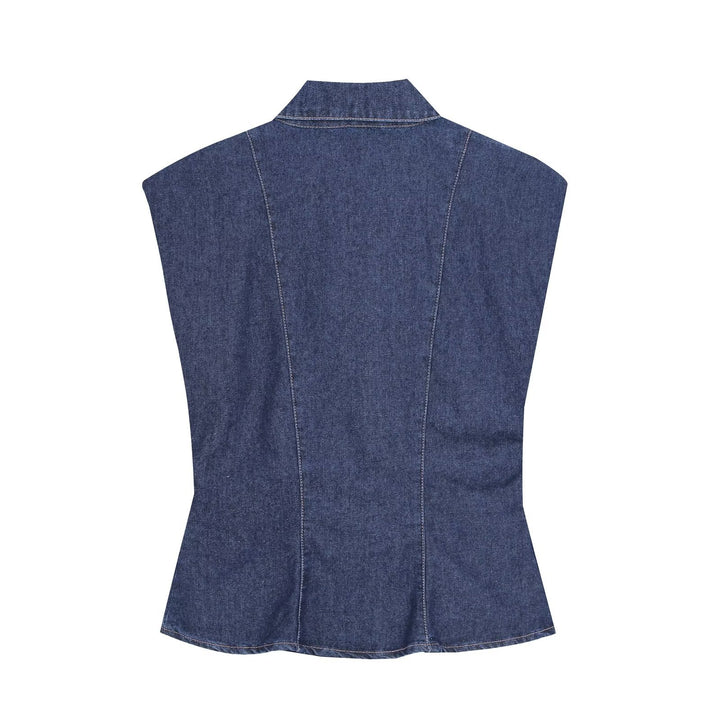 Damen Tailliertes Denim‑Set mit ärmelloser Hemdbluse und weitem High‑Waist‑Hose Echo Archiv