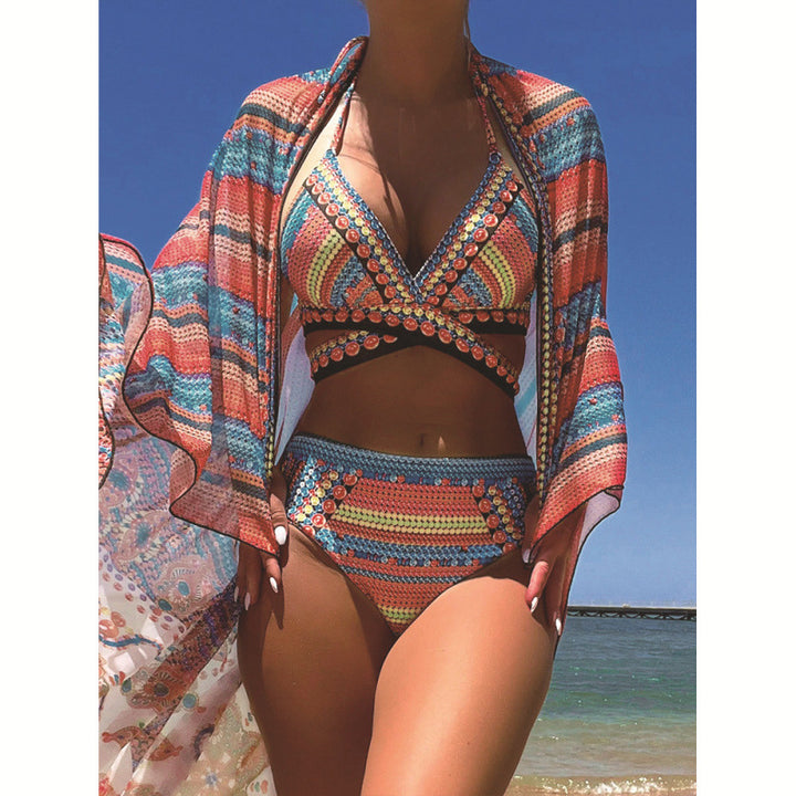 Damen Bikini-Set mit hoch geschnittenem Slip und verstellbarem Oberteil Echo Archiv