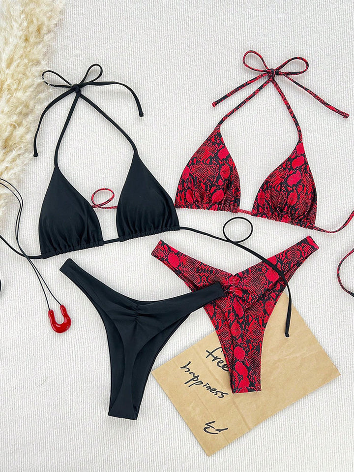 Damen Triangel-Bikini-Set mit floralem und animalischem Design Echo Archiv