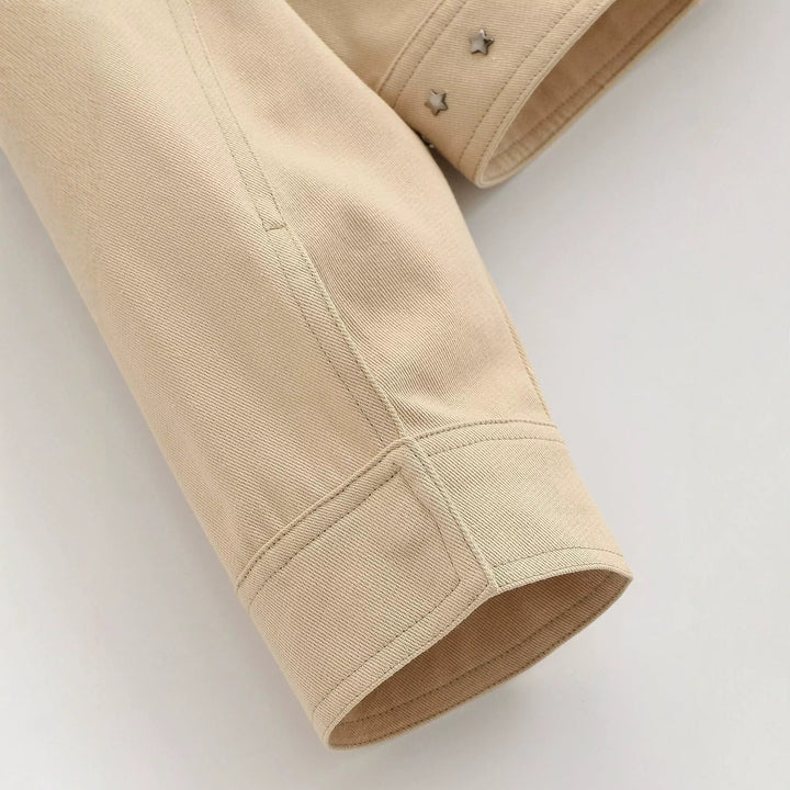Damen Cropped Blouson in veganer Lederoptik mit Stehkragen und Nietenbesatz Echoarchiv