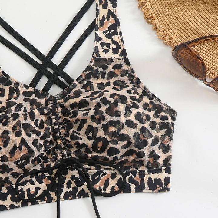 Damen Bikini-Set mit modischem Leopardenmuster und verstellbarem Rock Echo Archiv